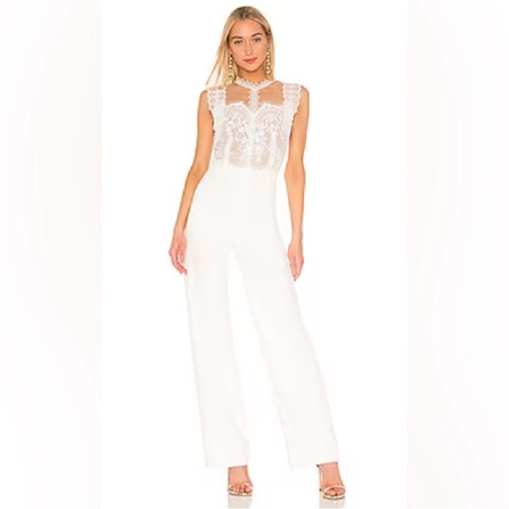 Bronx and Banco Elegant White Lace Jumpsuit